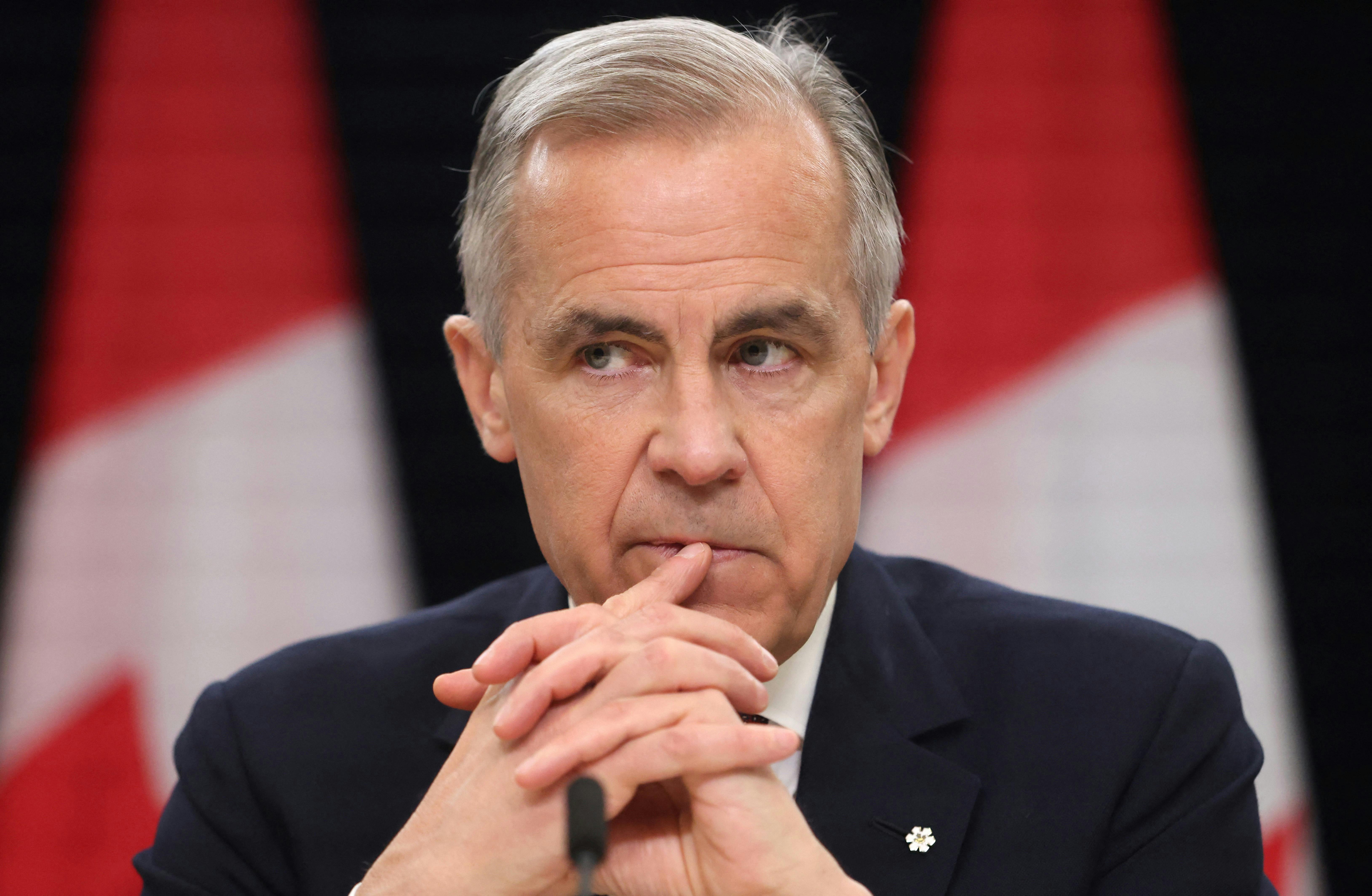 Canada’s Prime Minister Mark Carney speaks at a press conference in Ottawa, Ontario.