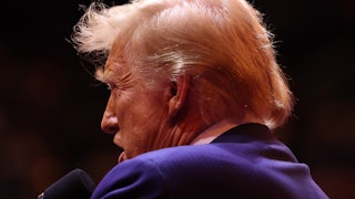 Donald Trump raises at Madison Square Garden