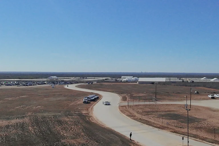 Aerial photo of the South Texas Family Residential Center in Dilley, Texas