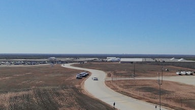 Aerial photo of the South Texas Family Residential Center in Dilley, Texas