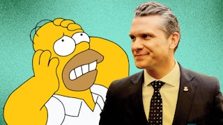 Collage of Homer Simpson and Pete Hegseth