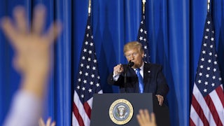 Donald Trump holds a press conference.