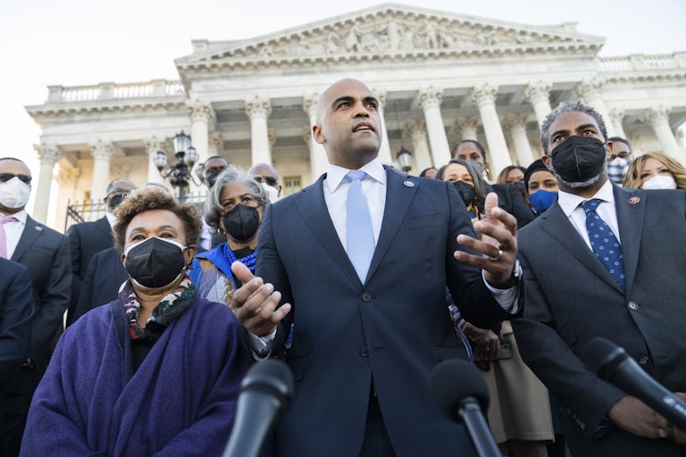 Rep. Colin Allred joins members of the Congressional Black Caucus on the House steps of the U.S. Capitol. 