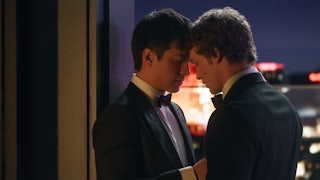 Hudson Williams and Connor Storrie in HBO’s “Heated Rivalry”