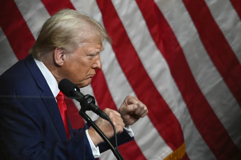 Donald Trump dances during a campaign event