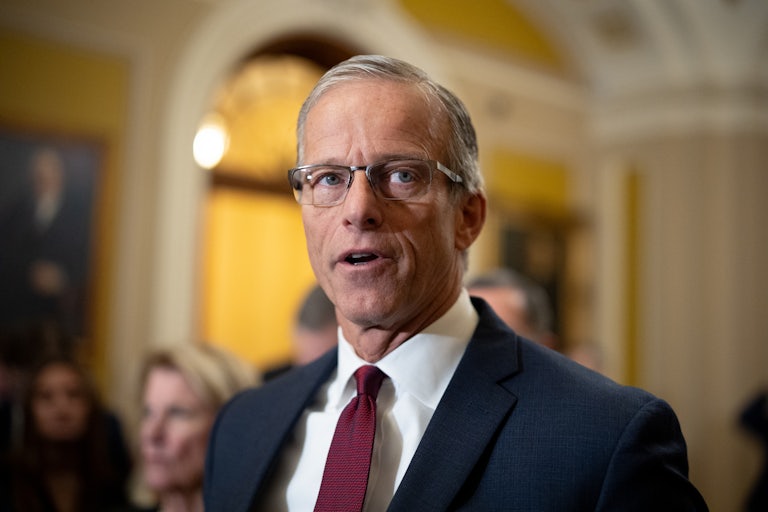 Senator John Thune speaks to reporters