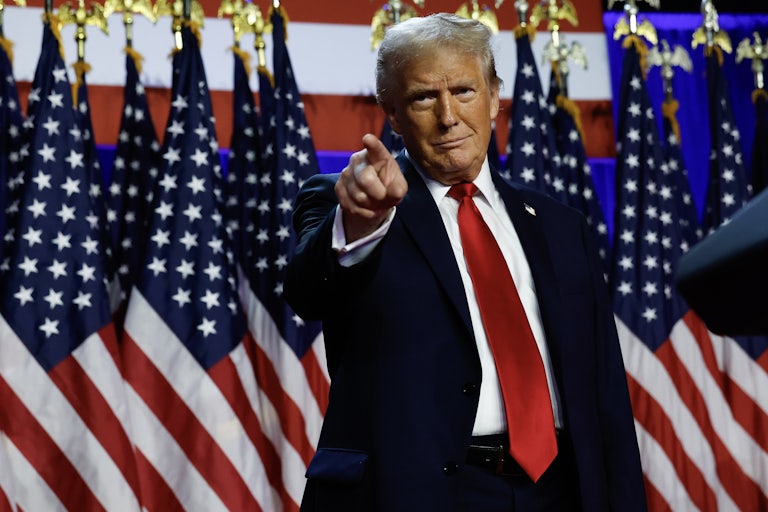 Donald Trump points a finger