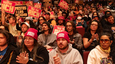 A political rally hosted by the Democratic Socialists of America on March 29 at Lehman College in New York City