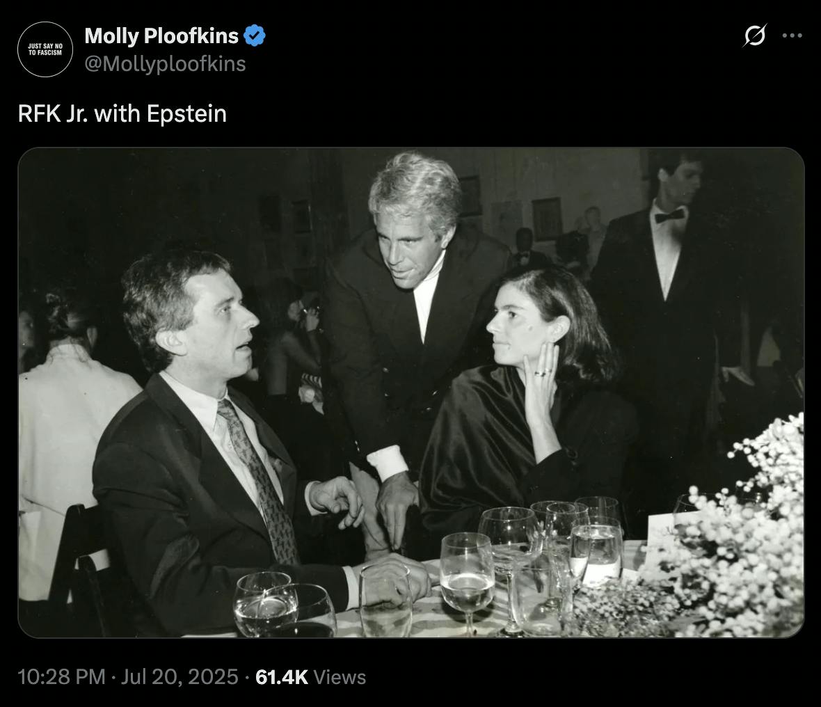 X screenshot Molly Ploofkins @Mollyploofkins: RFK Jr. with Epstein (photo)