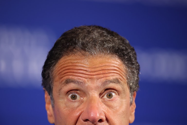 A close up of the top of Andrew Cuomo's head.