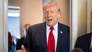 Donald Trump speaking aboard Air Force One.