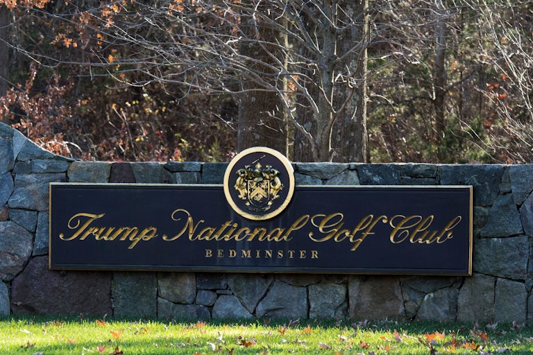The sign for the Trump National Golf Club in Bedminster, New Jersey