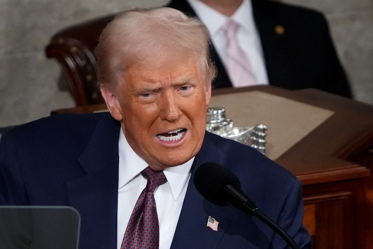Donald Trump speaks to a joint session of Congress