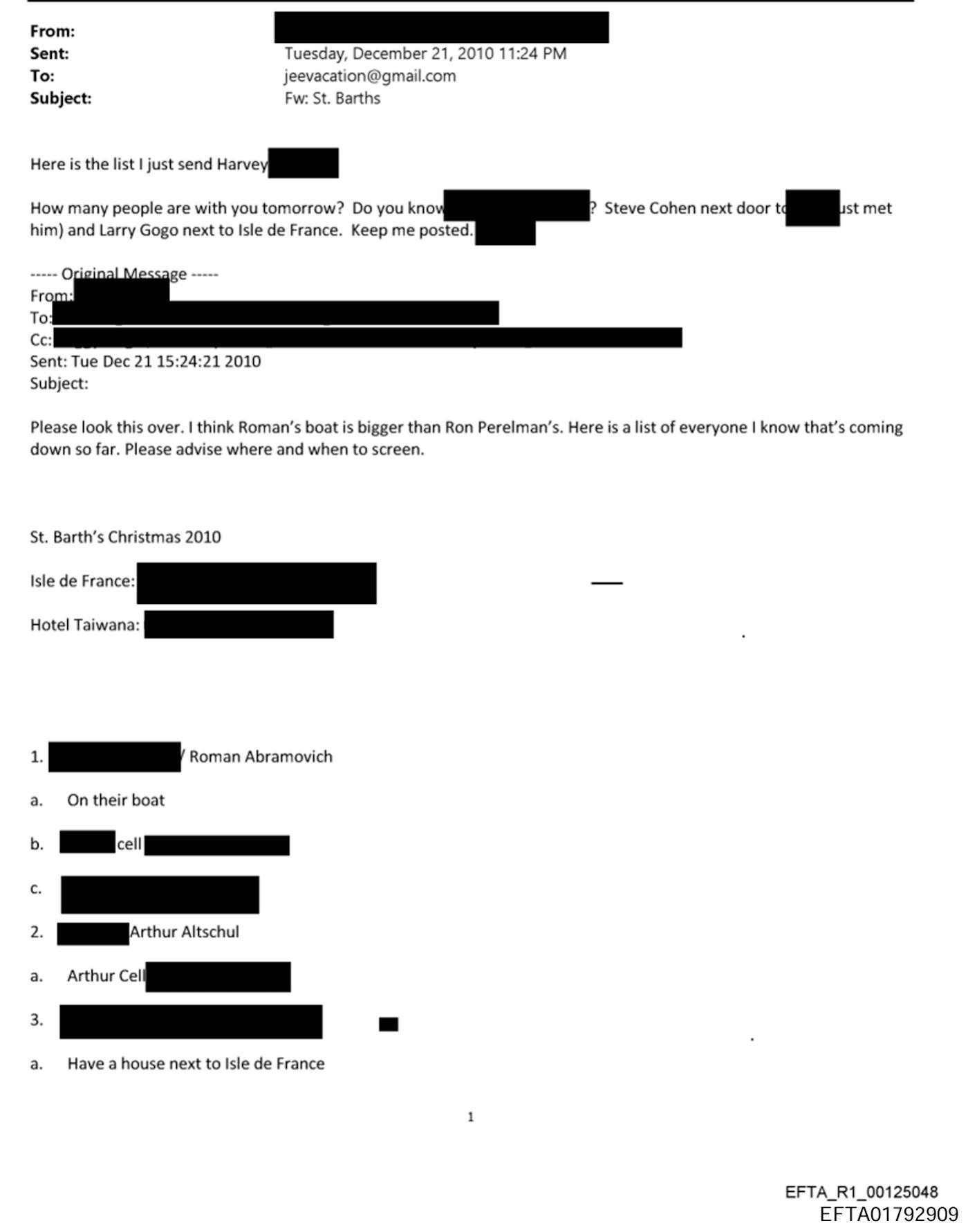 screenshot of emails