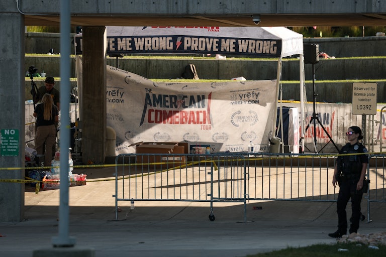 Charlie Kirk's tent at Utah Valley University