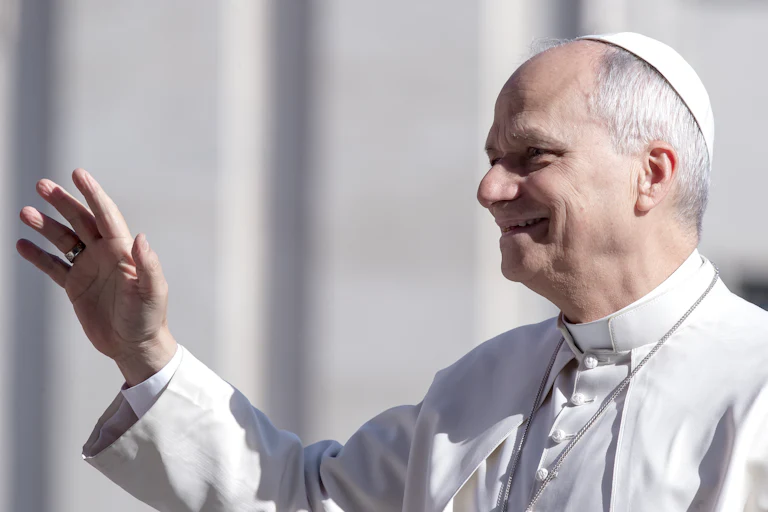 Pope Leo waves
