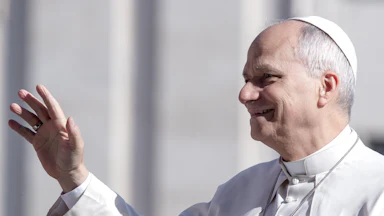 Pope Leo waves