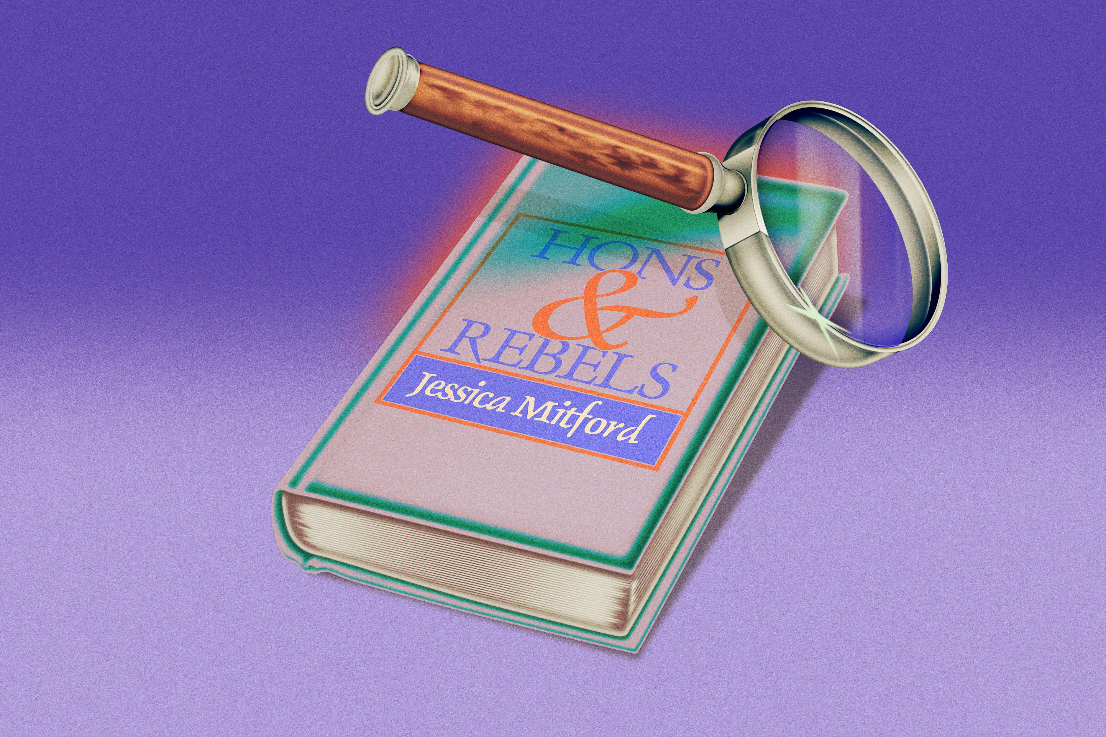 Illustration of Hons and Rebels book cover with a magnifying glass