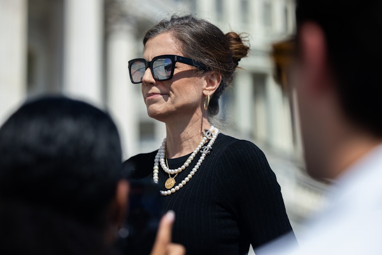 Representative Nancy Mace stands in front of reporters outside the Capitol