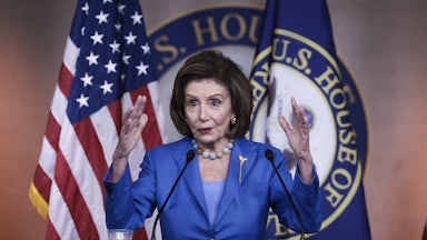 House Speaker Nancy Pelosi gestures as she speaks at a news conference at the U.S. Capitol