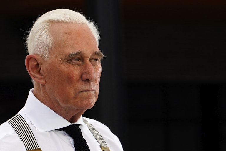 Roger Stone is seen from the side