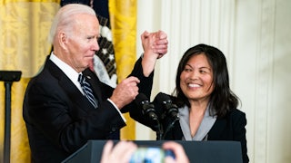 President Biden and Julie Su at the White House