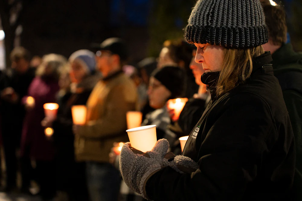 A candlelight vigil for the victims of the Tumbler Ridge Secondary School shooting