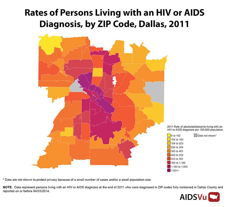 Maps of HIV Infection Rates in Nine American Cities -- via AIDSvu | The ...