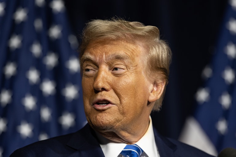 Donald Trump looks to the side