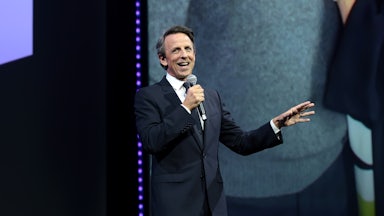 Seth Meyers speaks at an event in New York.