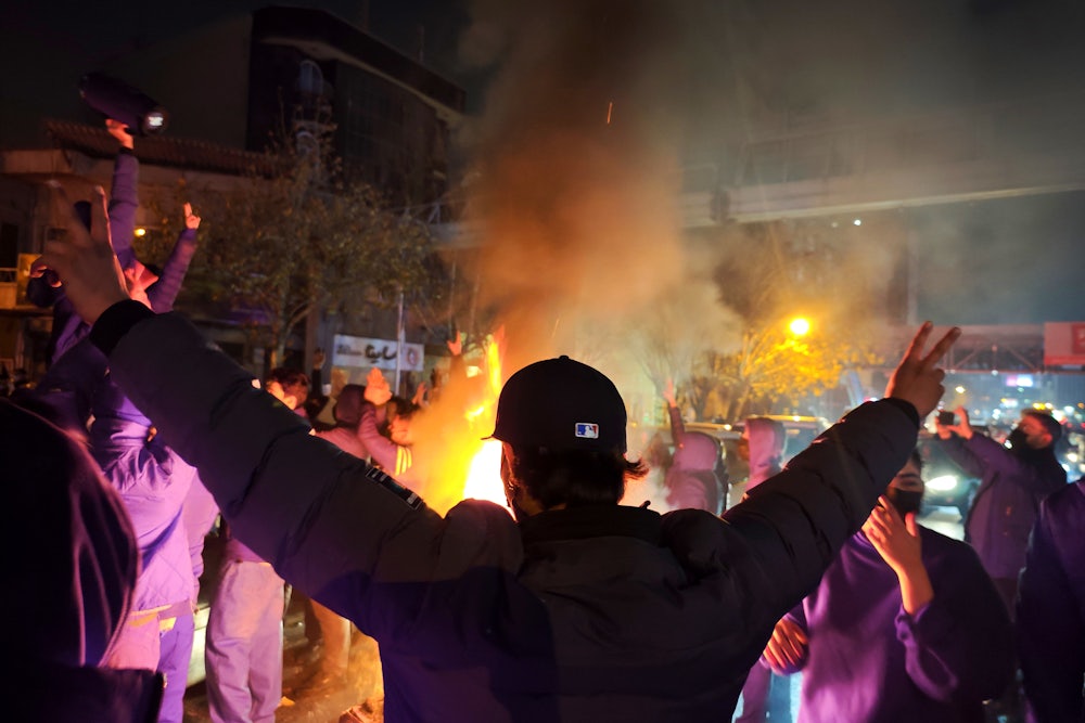 Fires are lit as protesters rally on January 8, 2026 in Tehran, Iran. Demonstrations have been ongoing since December, triggered by soaring inflation and the collapse of the rial, and have expanded into broader demands for political change.