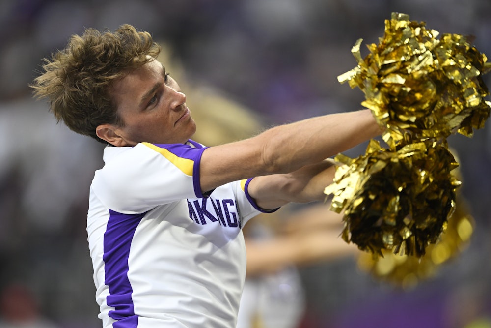 Minnesota Vikings cheerleader Louie Conn performs before the 2025 preseason game against the New England Patriots.