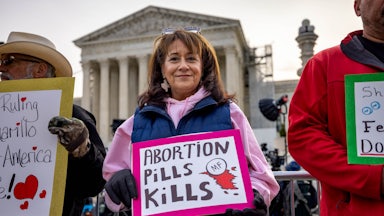Demonstrators outside the Supreme Court