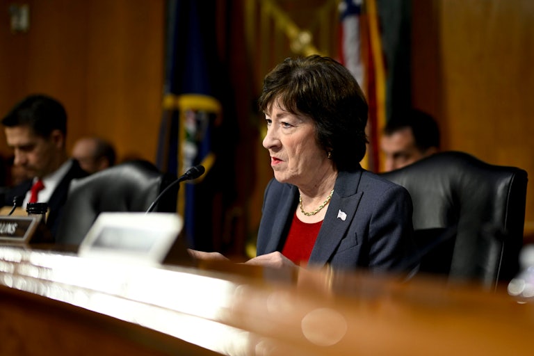 Senator Susan Collins speaks during Tulsi Gabbard’s confirmation hearing