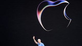 Apple CEO Tim Cook speaks during Apple's Worldwide Developers Conference at the Apple Park campus in Cupertino, California.