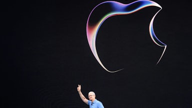 Apple CEO Tim Cook speaks during Apple's Worldwide Developers Conference at the Apple Park campus in Cupertino, California.