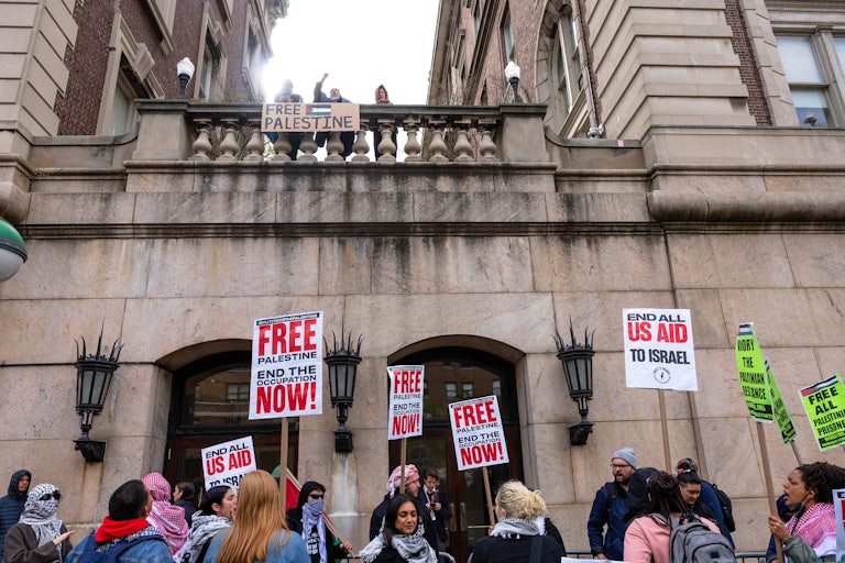 People protest in support of Palestine outside Columbia University