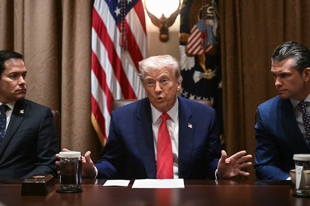 Donald Trump speaks during a cabinet meeting in the Cabinet Room of the White House.