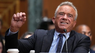 HHS Secretary RFK Jr. addresses the room at a Senate hearing.