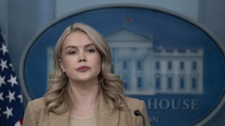 White House press secretary Karoline Leavitt looks irritated