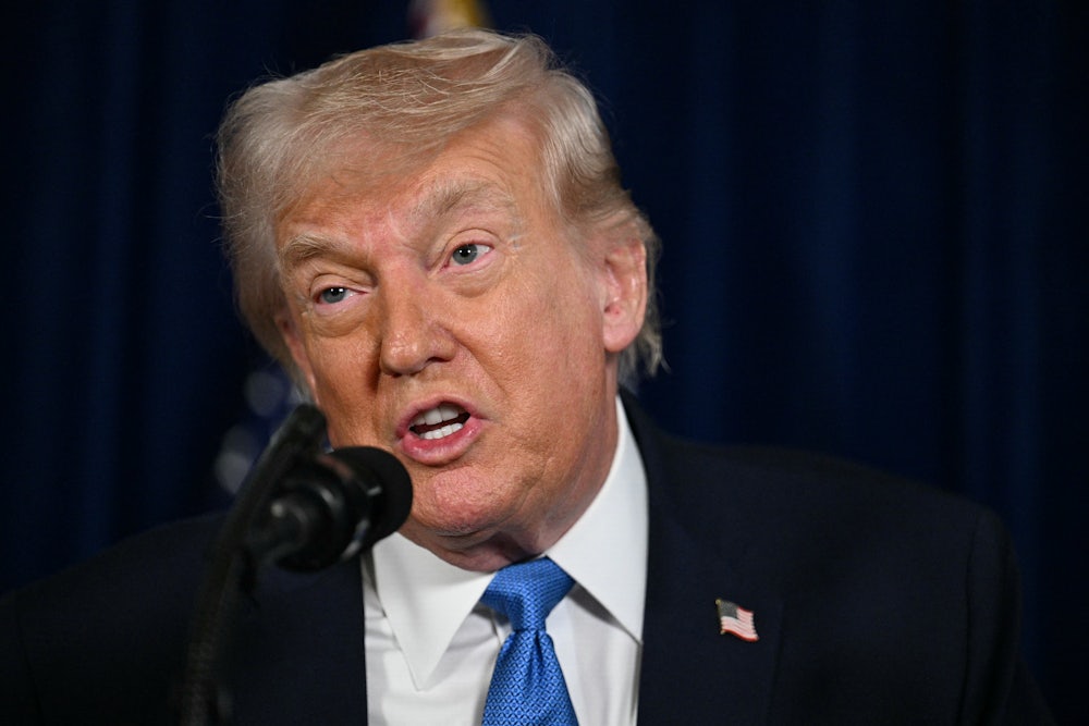 Donald Trump speaks to the press following U.S. military actions in Venezuela, at his Mar-a-Lago residence in Palm Beach, Florida.