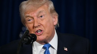 Donald Trump speaks to the press following U.S. military actions in Venezuela, at his Mar-a-Lago residence in Palm Beach, Florida.