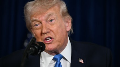 Donald Trump speaks to the press following U.S. military actions in Venezuela, at his Mar-a-Lago residence in Palm Beach, Florida.