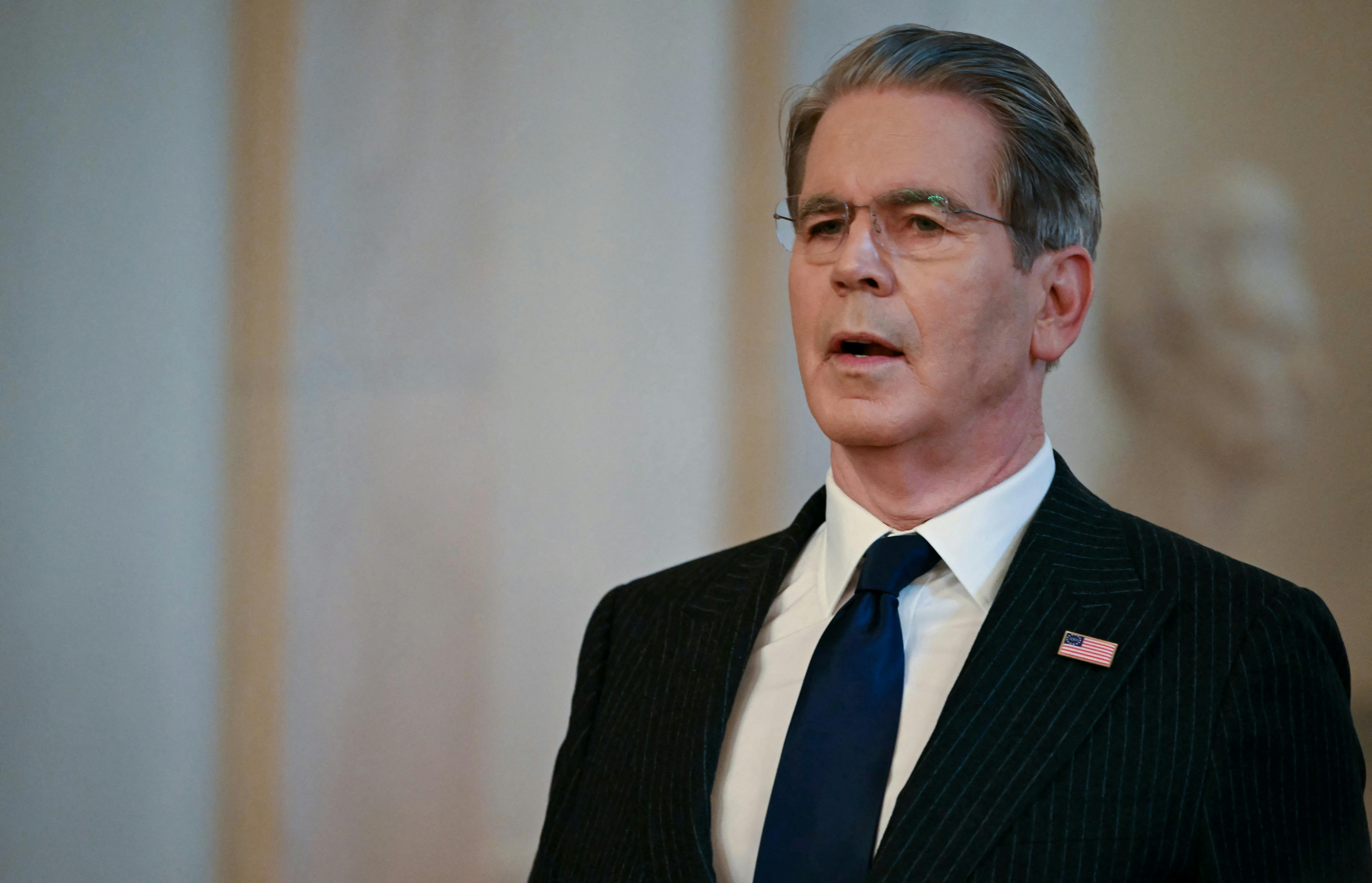 Treasury Secretary Scott Bessent with his mouth open