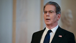 Treasury Secretary Scott Bessent with his mouth open