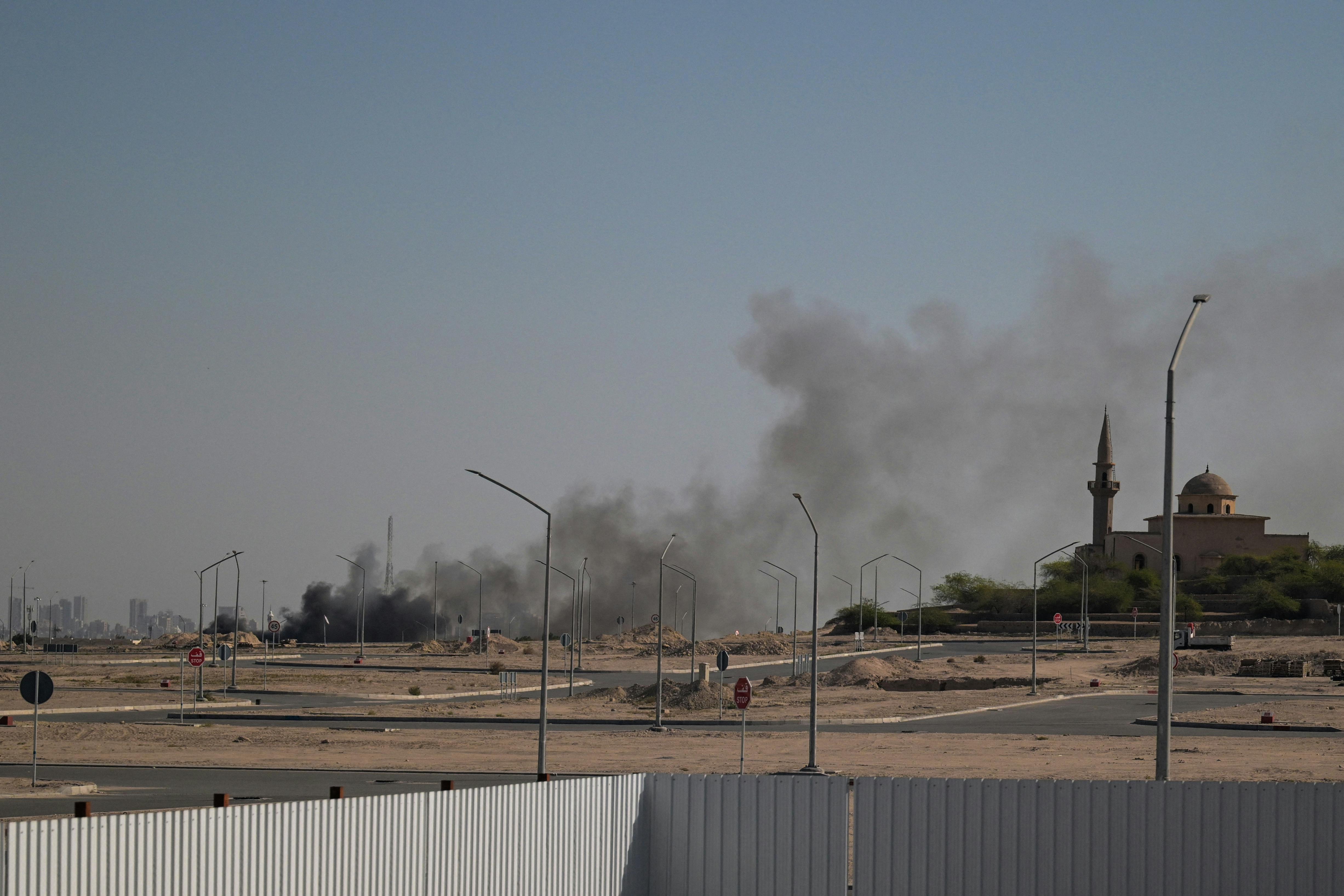 Black smoke seen rising from the U.S. embassy in Kuwait City.