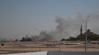 Black smoke seen rising from the U.S. embassy in Kuwait City.