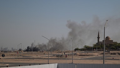 Black smoke seen rising from the U.S. embassy in Kuwait City.