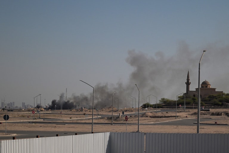 Black smoke seen rising from the U.S. embassy in Kuwait City.