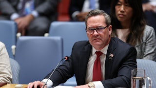 Mike Waltz speaks at the United Nations, looking pissed off.